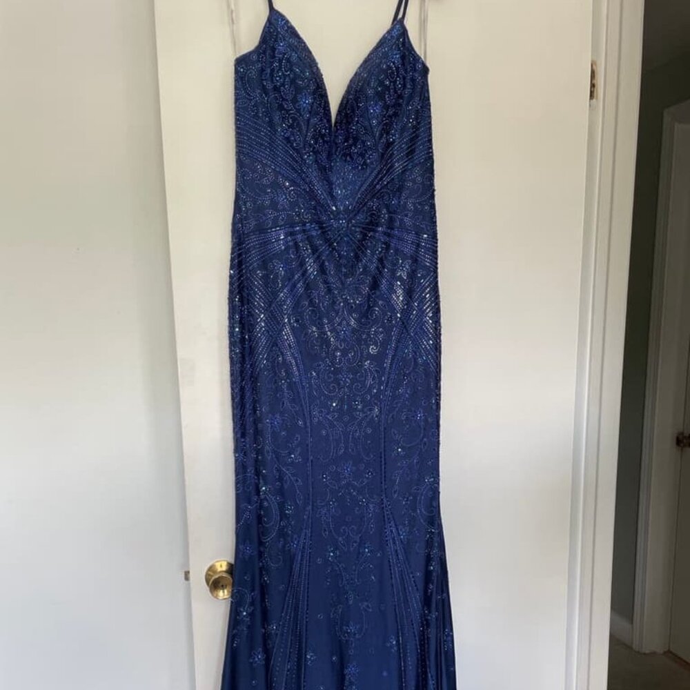 Sapphire Blue Pearl Mermaid Dress